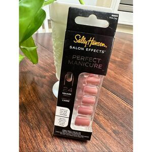 Sally Hansen 24 Square Press on Nails With Glue Mauve Pink Clay New